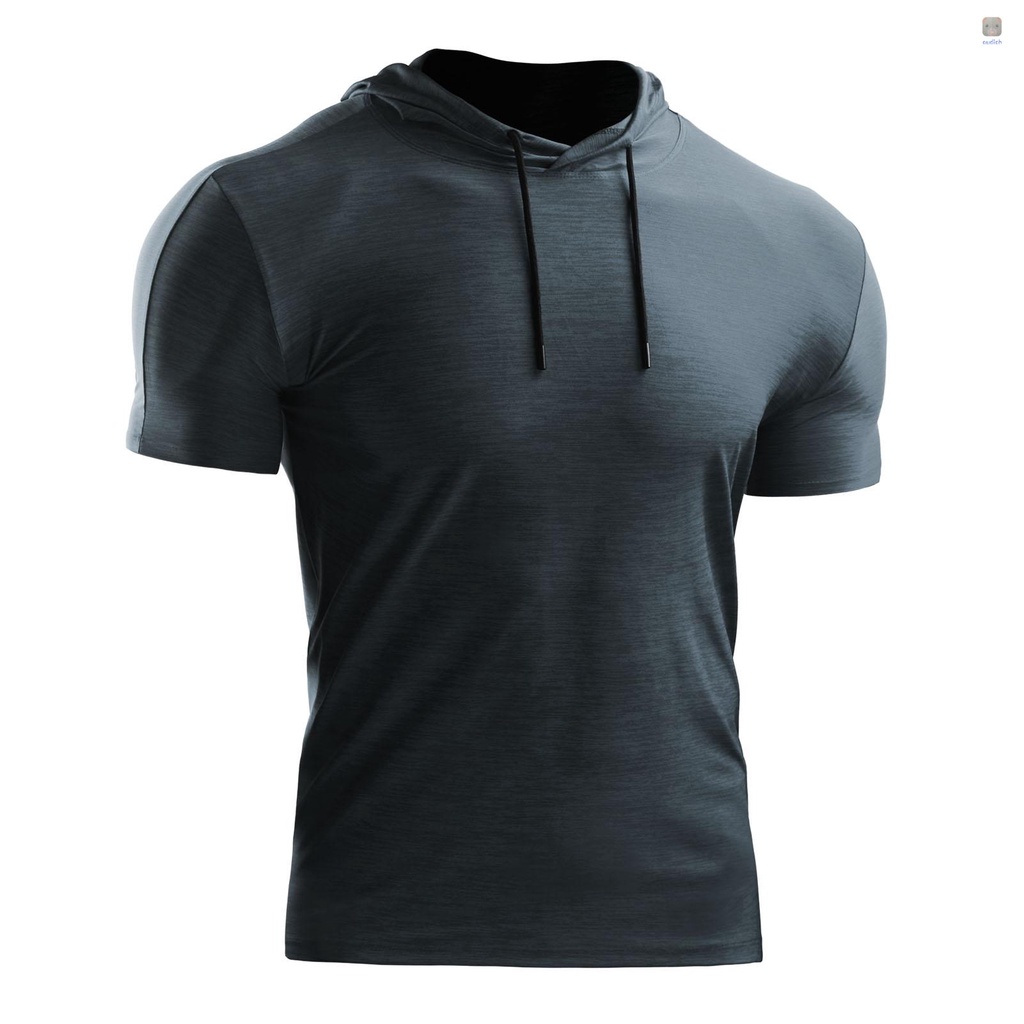 Bộ 3 Áo Thun Thể Thao Tay Ngắn Có Mũ Trùm Và Dây Rút Thoáng Khí Mau Khô Màu Sắc Thời Trang Mù