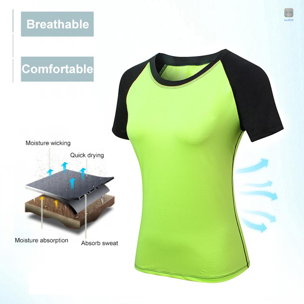 Áo Thun Raglan Tay Ngắn Cổ Tròn Nhanh Khô Thời Trang Cho Nữ