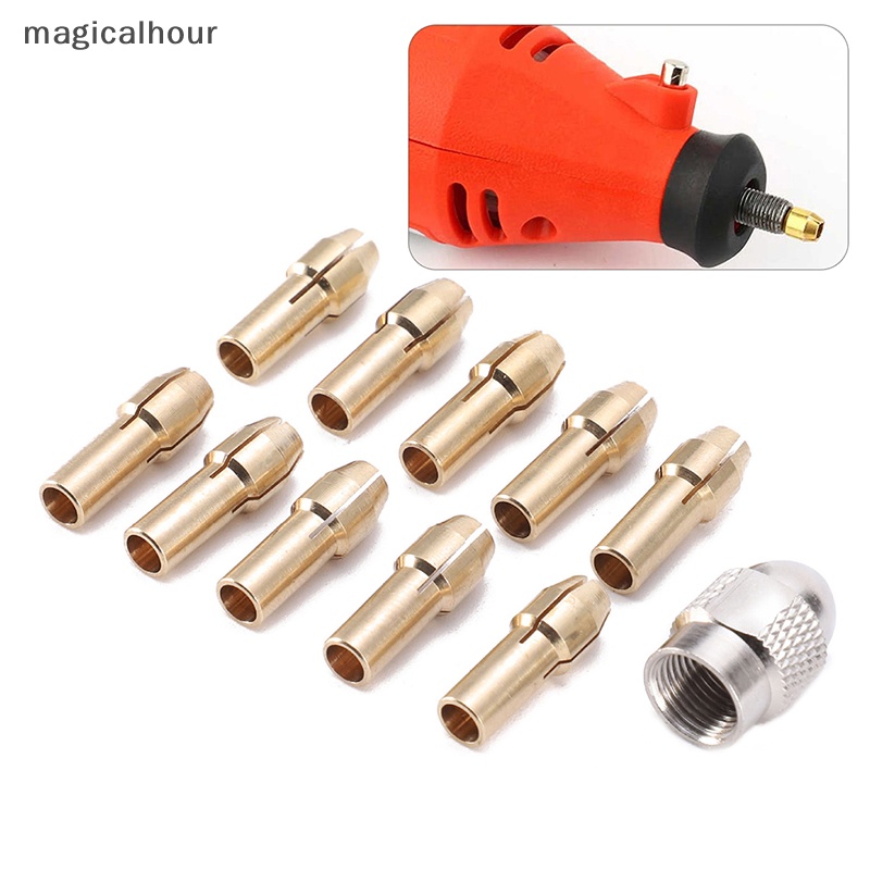 Bộ 10 / 11 Đầu Kẹp Mũi Khoan Mini Đường Kính 0.5-3.2mm 4.8mm Bằng Đồng Thau Mới