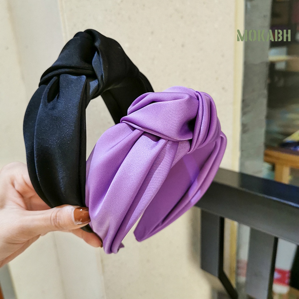 Băng Đô Cài Tóc Màu Trơn Thắt Nút Bản Rộng Thời Trang Cho Nữ