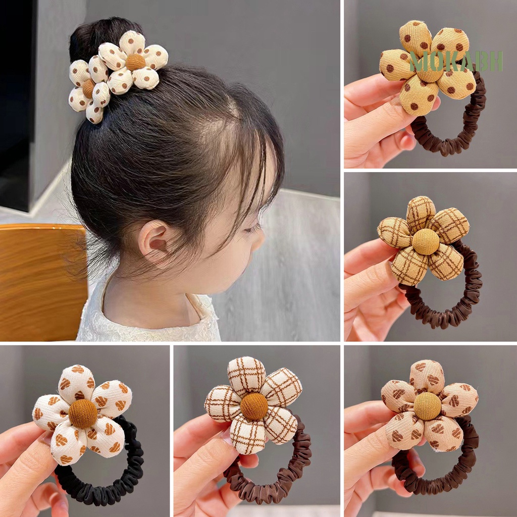 Dây Cột Tóc Co Giãn Hình Hoa Hoạt Hình Phong Cách Hàn Quốc Dễ Thương Cho Nữ