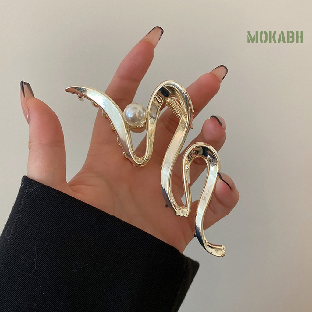 [Mok Abh] Kẹp Tóc Móng Vuốt Hình Gợn Sóng Màu Trơn Trang Trí Tóc Trơn Mượt Phong Cách Bland Thời Trang Cao Cấp Dành Cho Nữ