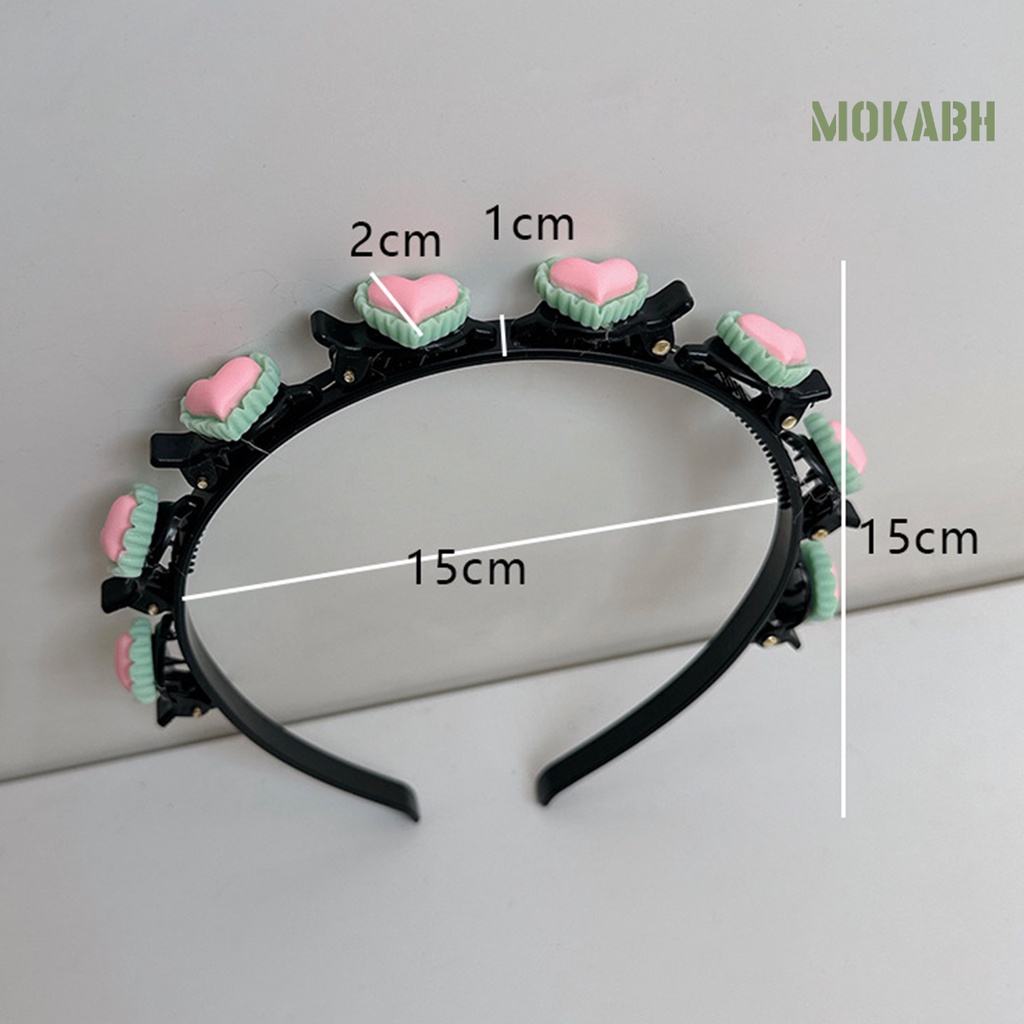 Băng đô cài tóc rửa mặt Co Giãn Chống Trượt Họa Tiết Trái Tim Màu Sắc Tương Phản Thời Trang Cho Nữ
