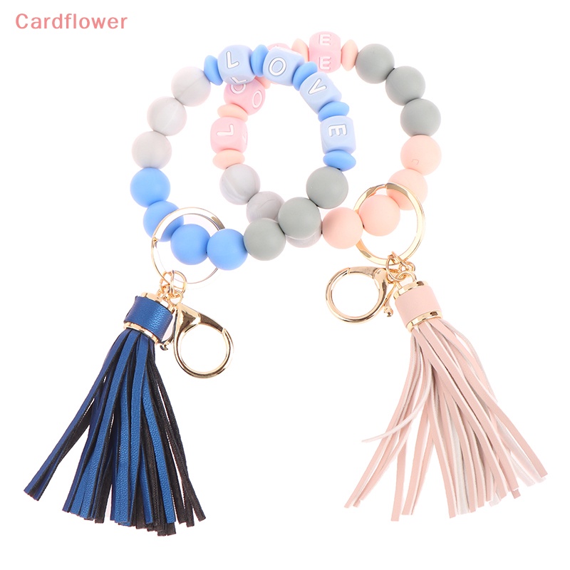 < Cardflower > Móc Khóa Hạt Silicon Tua Rua Mới