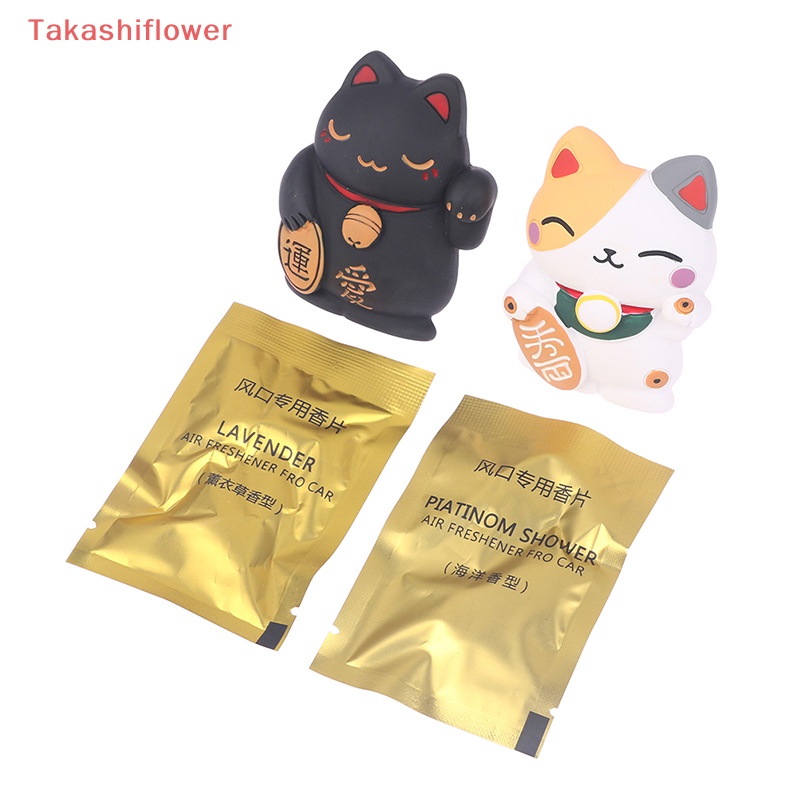 (Takashiflower) Máy Khuếch Tán Hương Thơm Xe Hơi Hình Mèo May Mắn Bằng Nhựa Resin Nghệ Thuật