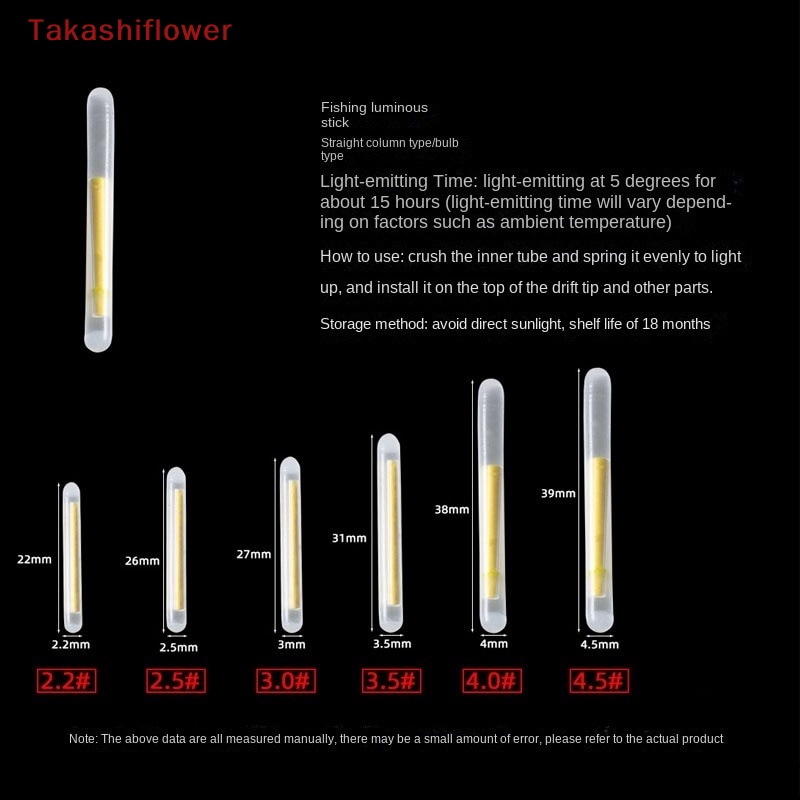 Set 50 Phao Câu Cá Phát Sáng Trong Đêm 2.2-4.5mm