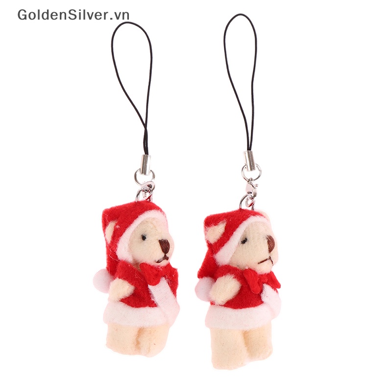 Móc Khóa Hình Gấu Nhồi Bông Màu Vàng Bạc Handmade Dễ Thương