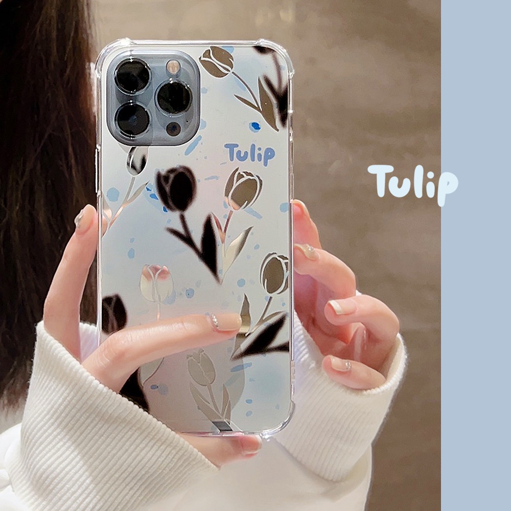 Ốp Điện Thoại Trong Suốt Họa Tiết Hoa Tulip AT0262 Cho Iphone SE2020 7 / 8 Plus 14 X XR XM 11 12 MINI 13 PRO MAX