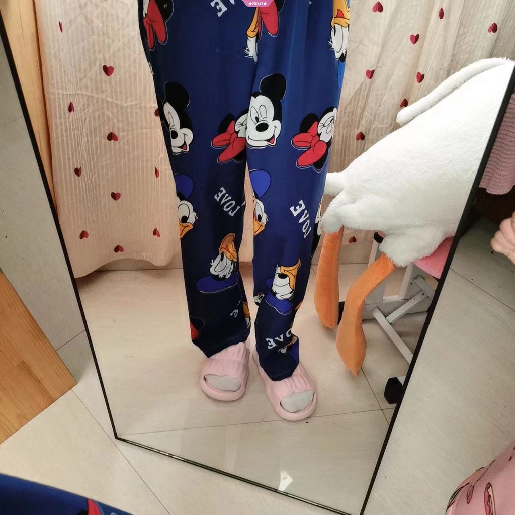 DISNEY Ultra Quần Ngủ Siêu Mỏng In Họa Tiết Hoạt Hình Phong Cách Hàn Quốc Thời Trang Mùa Hè Cho Nữ