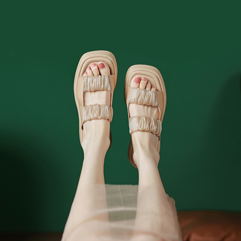 Duoya Tóc Thẳng ~ [Hàng Có Sẵn] Dép Sandal Đế Dày Thời Trang Phiên Bản Hàn Quốc Cho Nữ