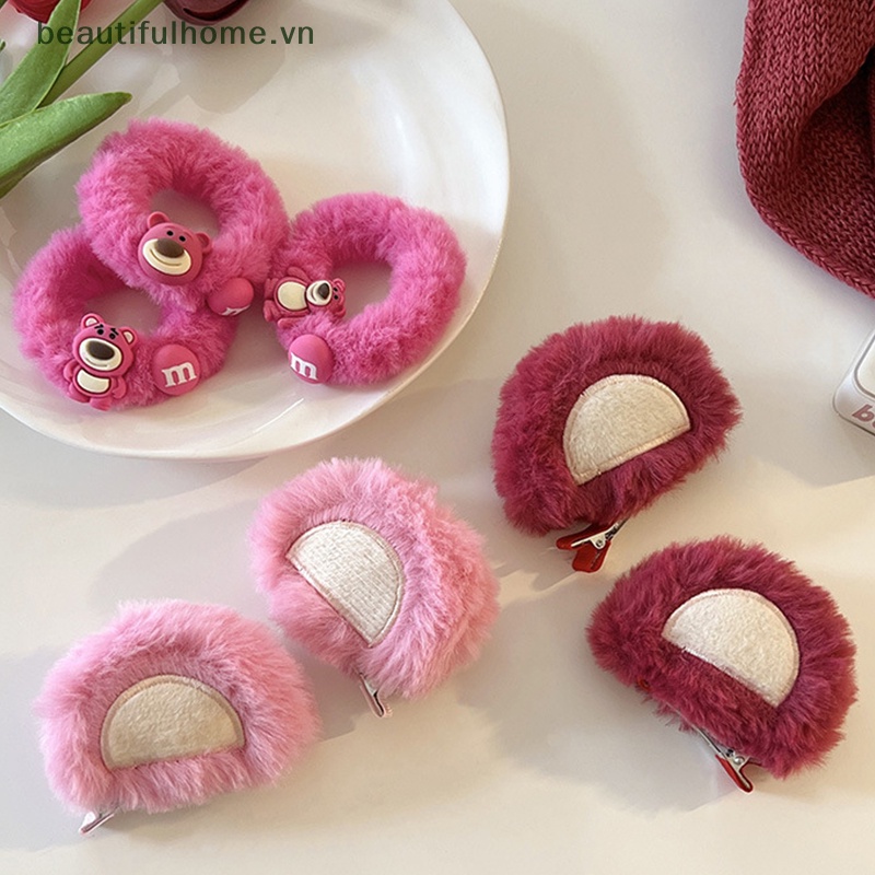 Băng Đô Cài Tóc Tai Gấu / Dâu Tây Bằng Lông Nhung Dễ Thương Xinh Xắn