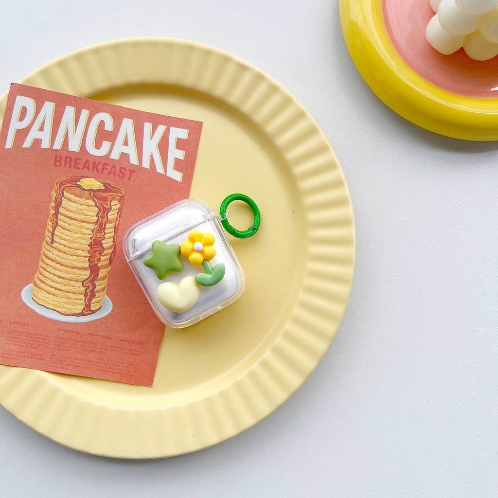 Vỏ Bảo Vệ Hộp Sạc Tai Nghe Bluetooth Không Dây AirPods 1 2 Gen3 Pro2 2022 Bằng tpu Mềm Trong Suốt Họa Tiết Hoa Ngôi Sao Vàng Đơn Giản