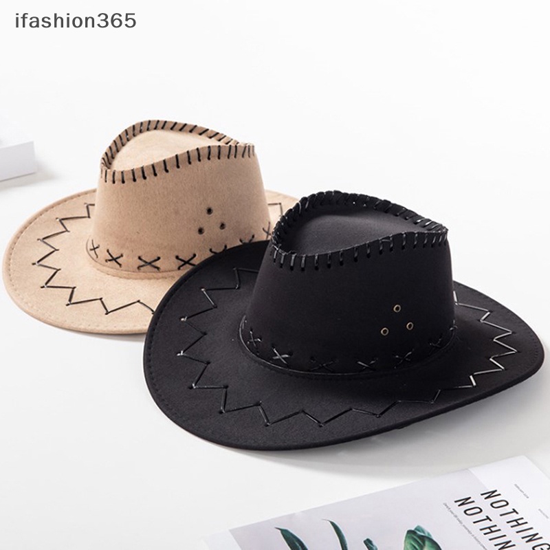 Mũ Cao Bồi Giả Da Vành Rộng Thời Trang Phương Tây ifashion365