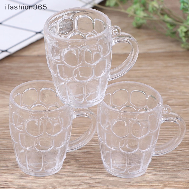 Set 5 Cốc Uống Bia Bằng Nhựa Trong Suốt Dùng Trang Trí Nhà Búp Bê 1: 12