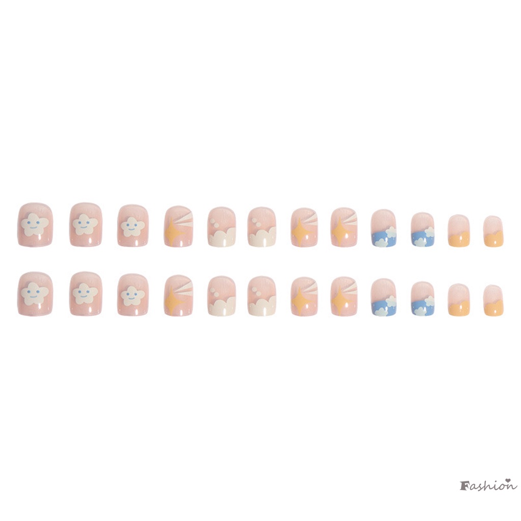 Móng Tay Giả Hình Đám Mây Và Ngôi Sao Màu Hồng Thoải Mái Tự Nhiên