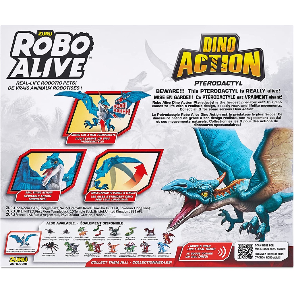 Đồ Chơi Mô Hình Chúa Tể Bầu Trời Khủng Long Pterodactyl - Zuru Robo Alive 7173 - Xanh Biển