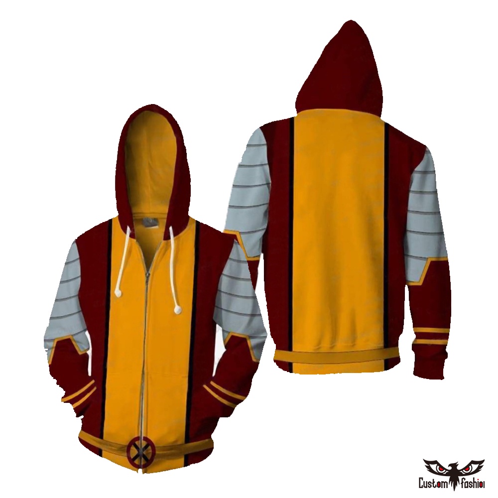 Áo Khoác Hoodie Tay Dài Có Khóa Kéo Hóa Trang Wolverine 3D Phong Cách Đường Phố Cho Nam