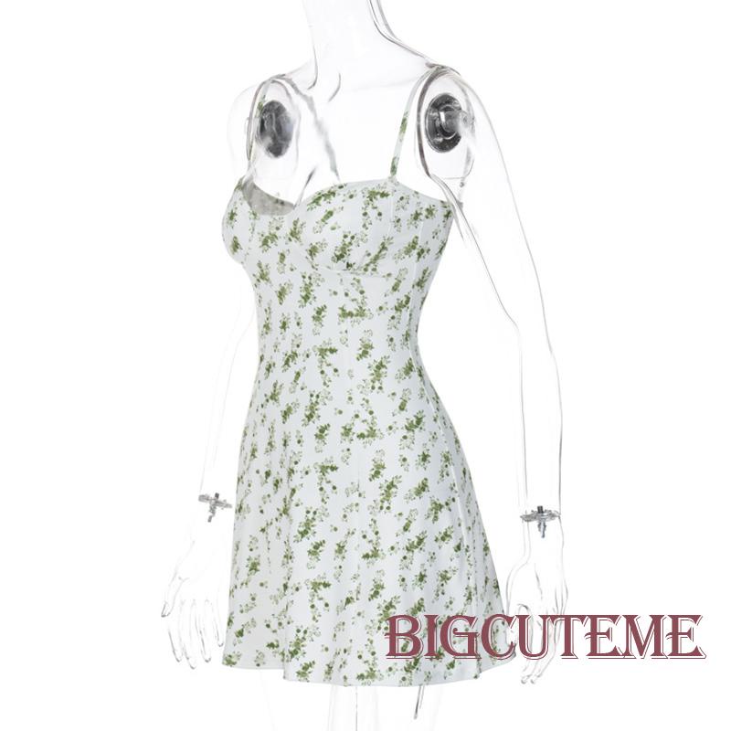 [] - Đầm Hai Dây Mỏng Vừa Vặn Mùa Hè In Họa Tiết Hoa Hai Dây Spaghetti Cho Nữ