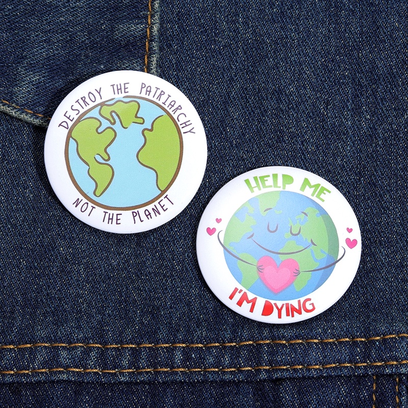 Ghim Cài Áo Hình Trái Đất Bằng Thiếc Mềm Mại 44mm Thân Thiện Với Môi Trường