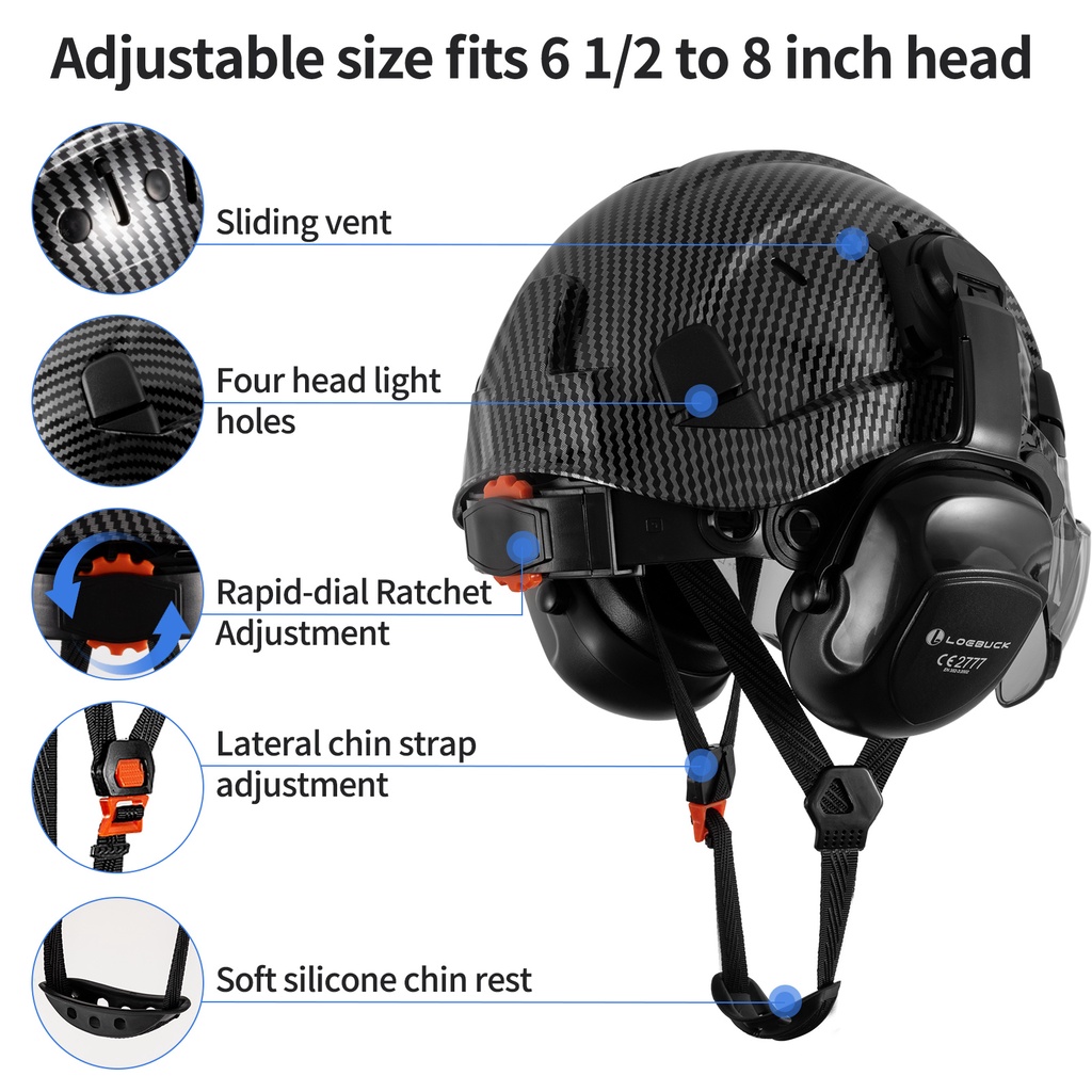 Loebuck Mũ Bảo Hiểm Bằng Sợi Carbon Cách Âm An Toàn Khi Xây Dựng