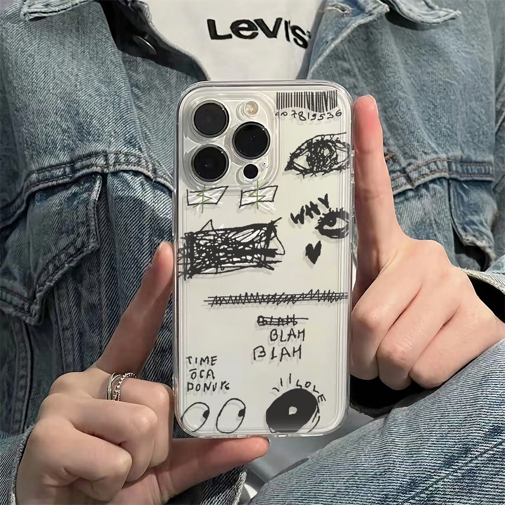 ✅Ốp Điện Thoại Mềm Chống Sốc Họa Tiết Graffiti Đơn Giản Cho Iphone 11Plus 6 13 14Pro 78Max 12 5VHD