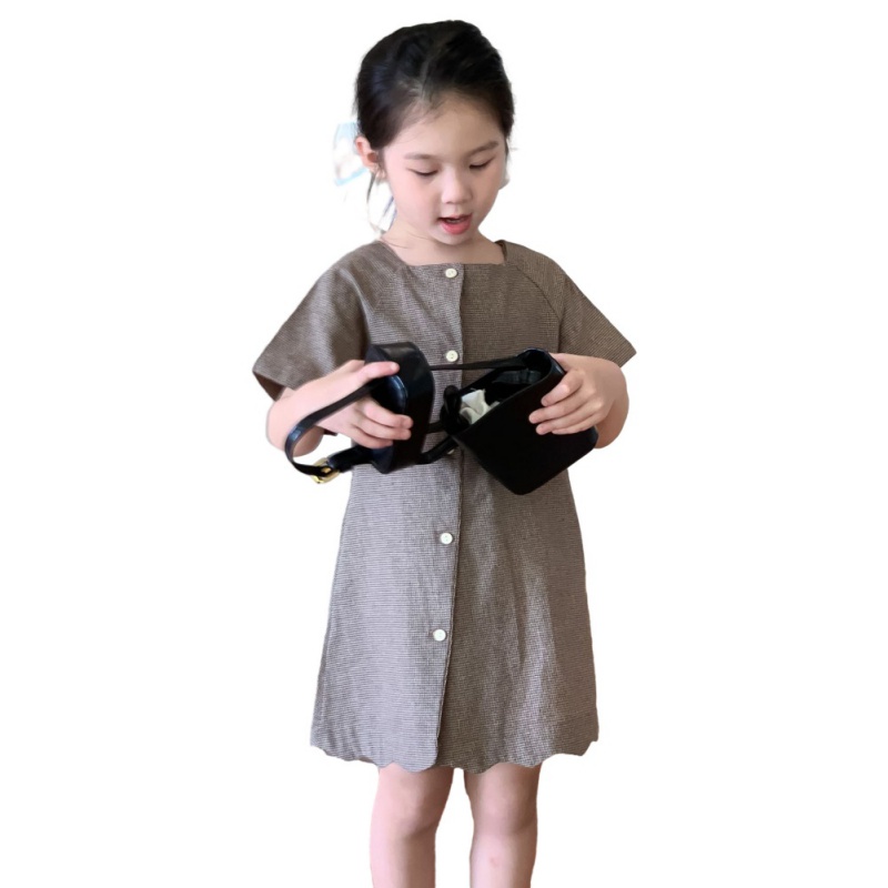 Đầm Kẻ Sọc Ca Rô Phối Ren Kiểu Retro Pháp Thời Trang Mùa Hè Cho Nữ