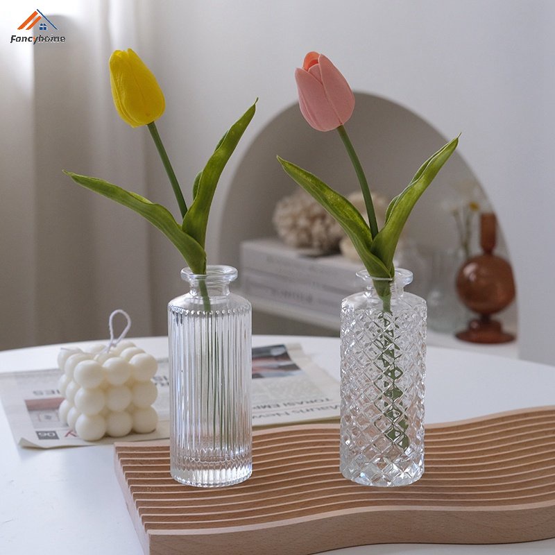 Bình hoa thủy tinh có giá đỡ để bàn thiết kế đơn giản phong cách Bắc âu cao cấp