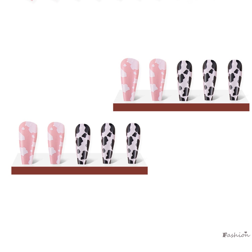 Móng Tay Giả Dài Màu Trắng Đen Thân Thiện Với Môi Trường Cho Người Mới Bắt Đầu