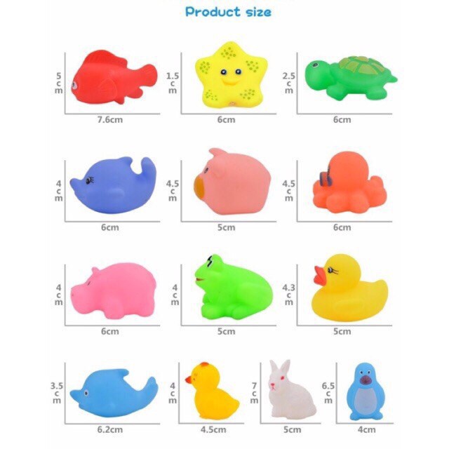 Đồ Chơi Nhà Tắm Con Thú Mềm Bóp Kêu Chút Chít Dễ Thương