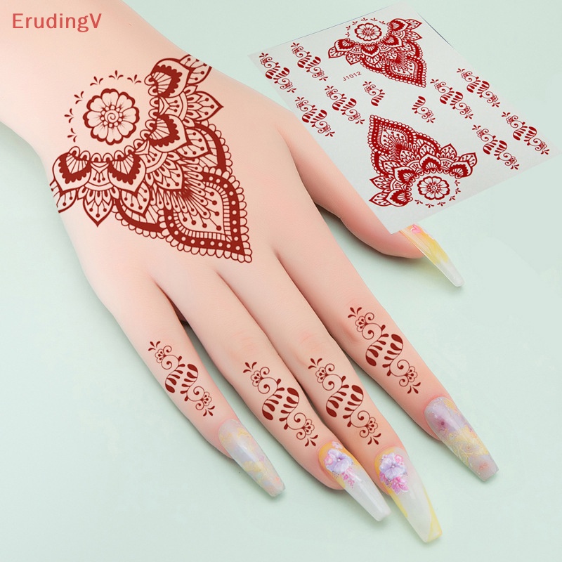 Hình Xăm Tạm Thời Henna Màu Đỏ Họa Tiết Hoa Mandala Mehndi Bảo Vệ Cơ Thể Chống Thấm Nước Cho Nữ
