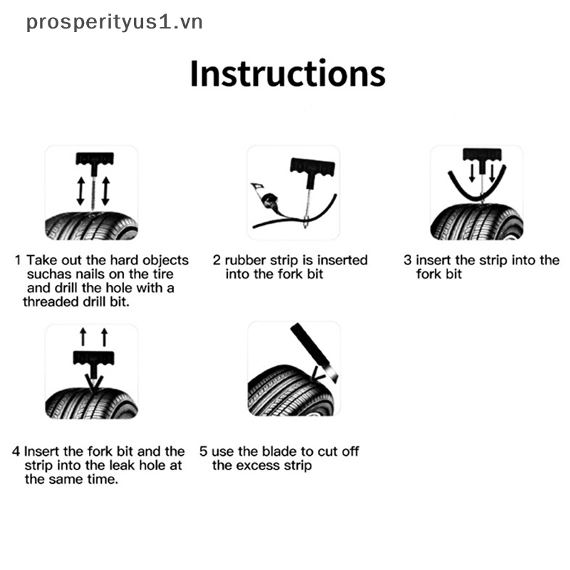 1 [prosperityus1] Bộ 20 Miếng Keo Dán Vá Lốp Không Ruột Dùng Cho Sửa Chữa Khẩn Cấp [VN]