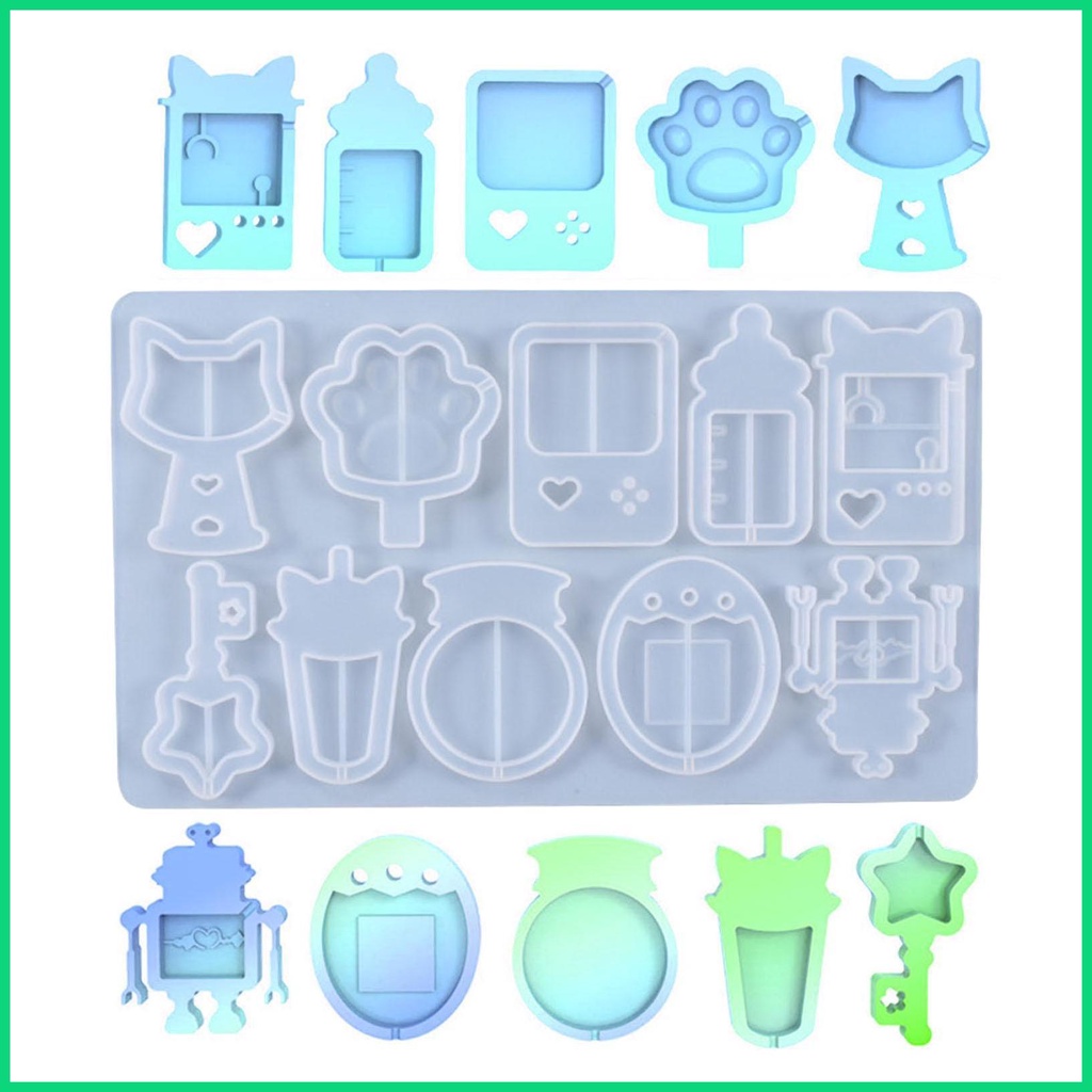 Khuôn Silicone Làm Mặt Dây Chuyền / Móc Khóa Bằng Nhựa Resin Cát Chảy DIY