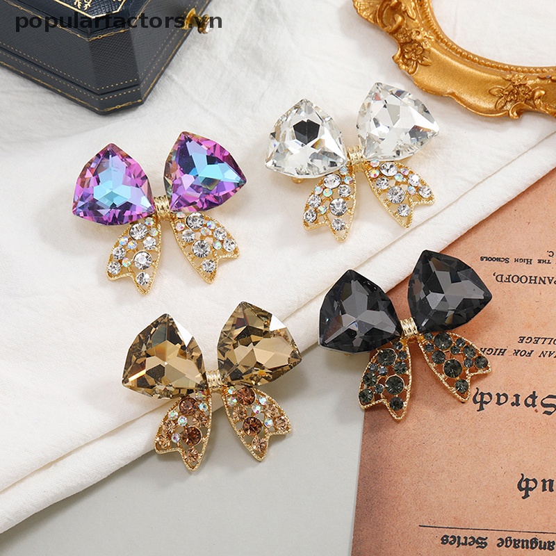 Ghim Cài Áo Hình Nơ Đính Đá Pha Lê &amp; Ngọc Trai Thời Trang Cho Nữ