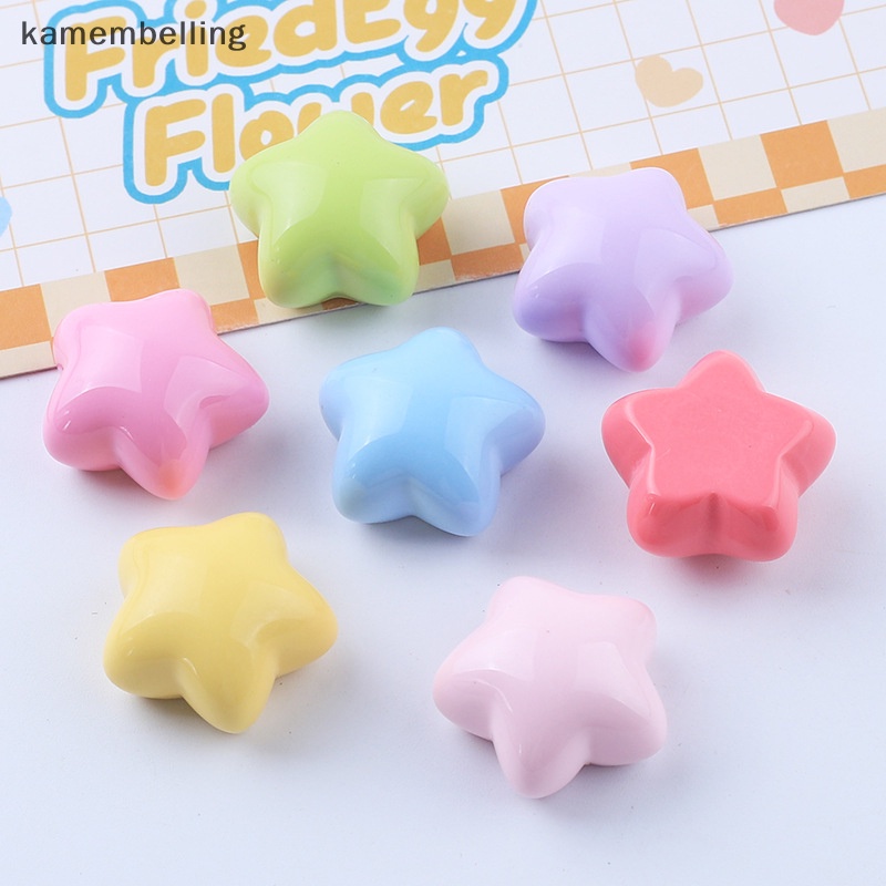Kamembelling Set 10 Kẹp Tóc Hình Ngôi Sao / Trái Tim Bằng Nhựa Resin Dễ Thương DIY