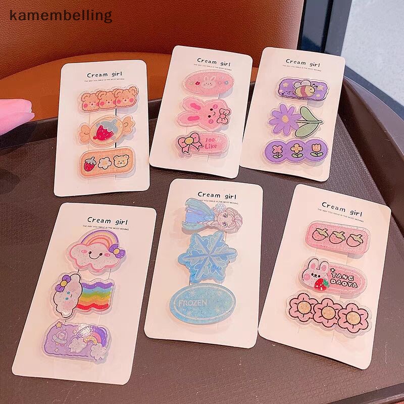 Set 3 Kẹp Tóc Hoạt Hình Xinh Xắn Cho Bé Gái