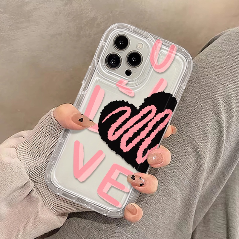 Ốp Điện Thoại Silicon TPU Mềm Trong Suốt Chống Sốc In Họa Tiết Trái Tim Cho IPhone 14 13 11 12 Pro XS Max X XR 7 + 8 Plus