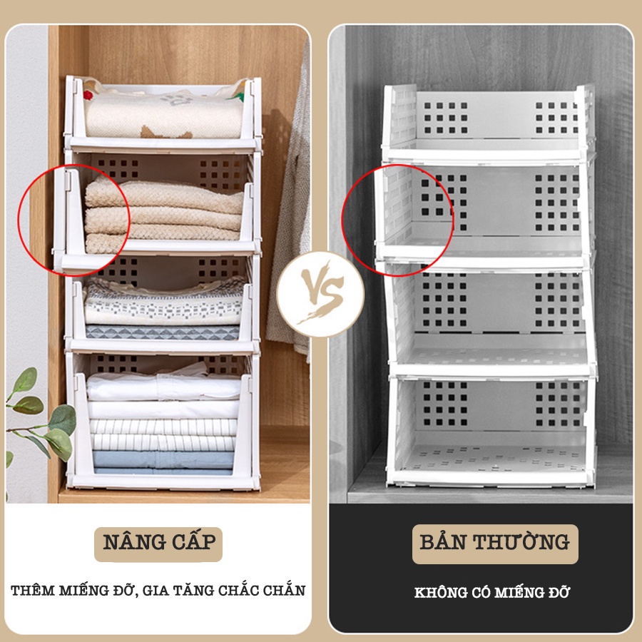 Kệ Chia Ngăn Tủ Quần Áo, Khay Đựng Đồ Gấp Gọn, Hộp Đựng Quần Áo