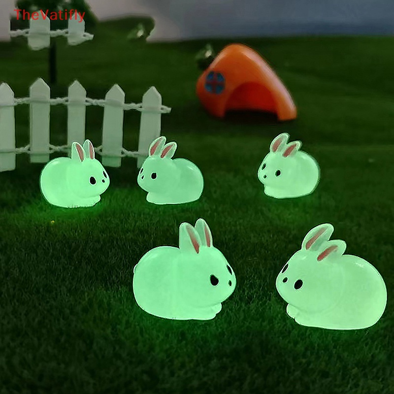 [Thevalifly] Đồ Chơi Búp Bê Thỏ Mini Bằng Nhựa Phát Sáng Trong Bóng Tối