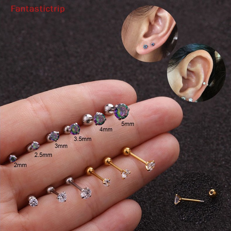 1 Khuyên Tai Xoắn Ốc Đính Đá Zircon Nhiều Màu Mới