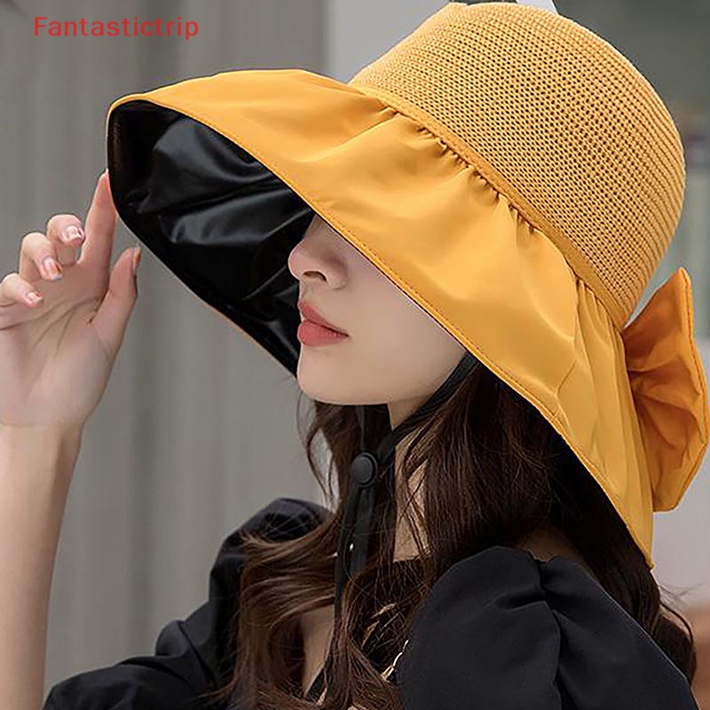 Mũ Vành Rộng Màu Trơn Chống Nắng / Tia UV Thời Trang Mùa Hè Cho Nữ