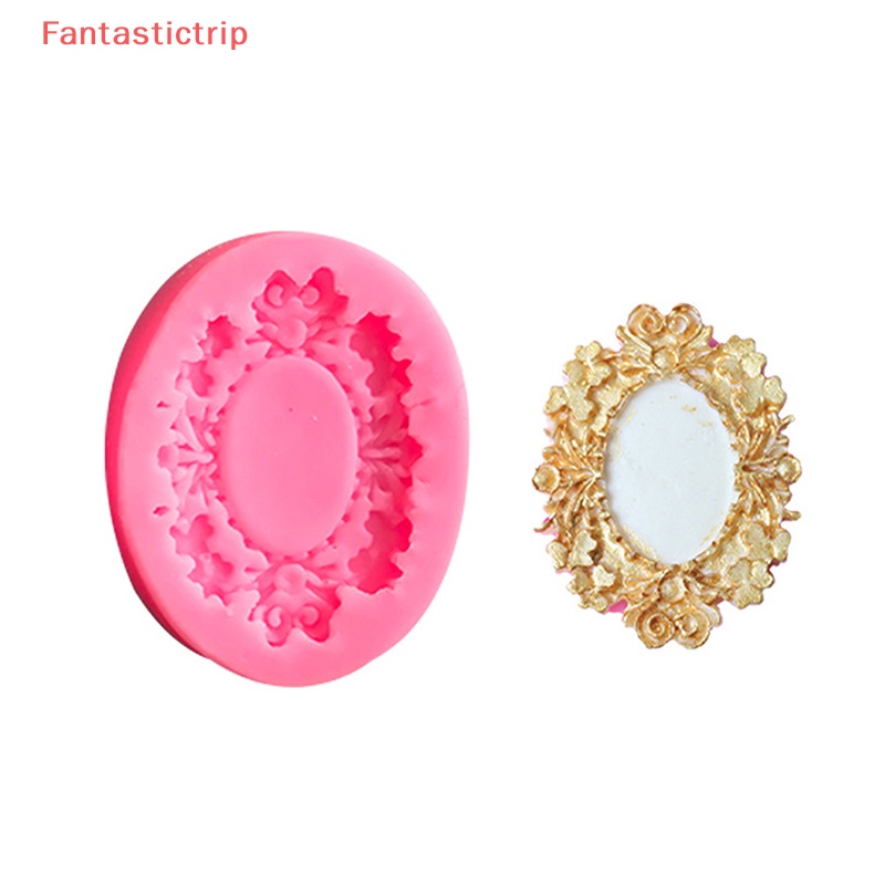 [Fantastictrip] Khuôn Silicon Làm Khung Ảnh Cổ Điển Phù Hợp Cho Trang Trí Bánh Sô Cô La / Đất Sét Polymer