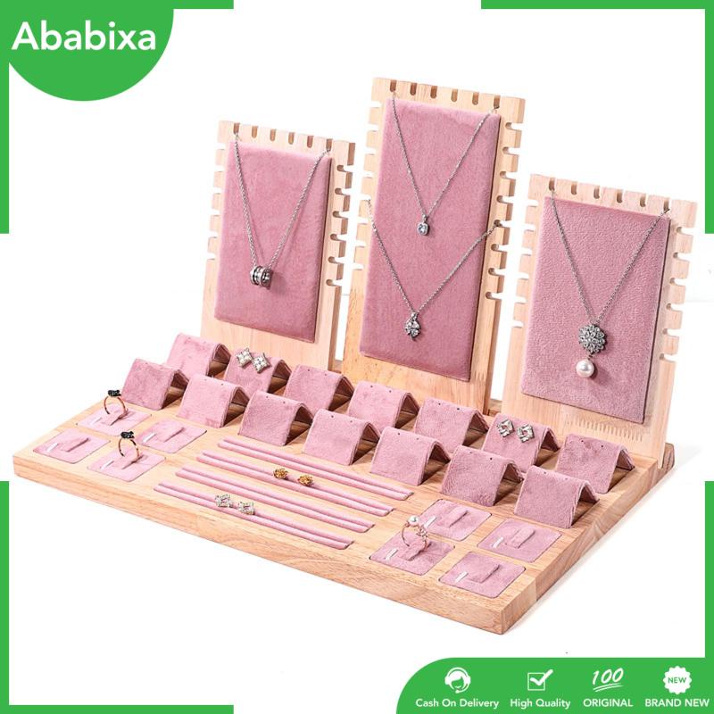 Khay Trưng Bày Trang Sức Bằng Gỗ Màu Hồng Kích Thước 15.3x9.2x9inch