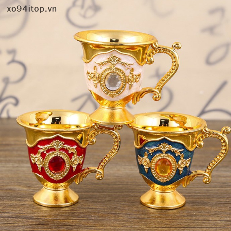 Xoitop Cốc Uống Trà Cà Phê Mini Họa Tiết Hoa Đính Kim Cương Giả Lấp Lánh Retro Trang Trí Tách Trà tazas de te VN