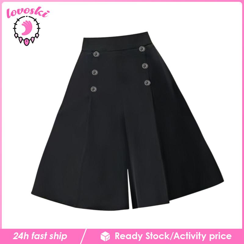 [Lovoski] Quần Culottes Lửng Dáng Rộng Năm Tấc Đi Du Lịch Mua Sắm Đường Phố Cho