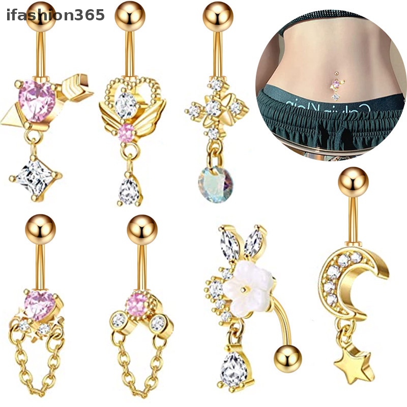 Khuyên Rốn Hình Trái Tim Bằng Thép Không Gỉ Thời Trang ifashion365