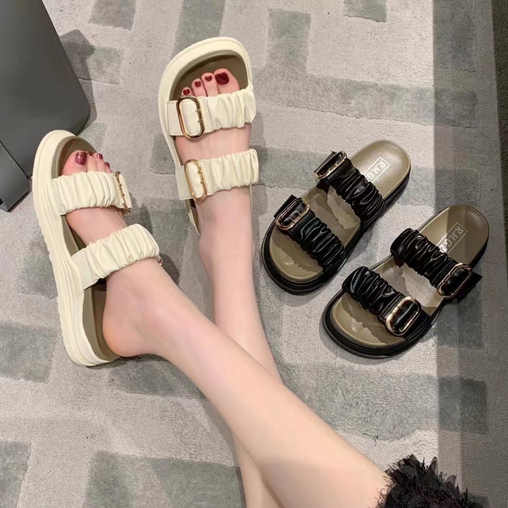 Dép Đế Xuồng Chống Trượt Cài Khóa Phong Cách Retro Thời Trang Mùa Hè 2023 Dễ Phối Đồ Dành Cho Bạn Nữ
