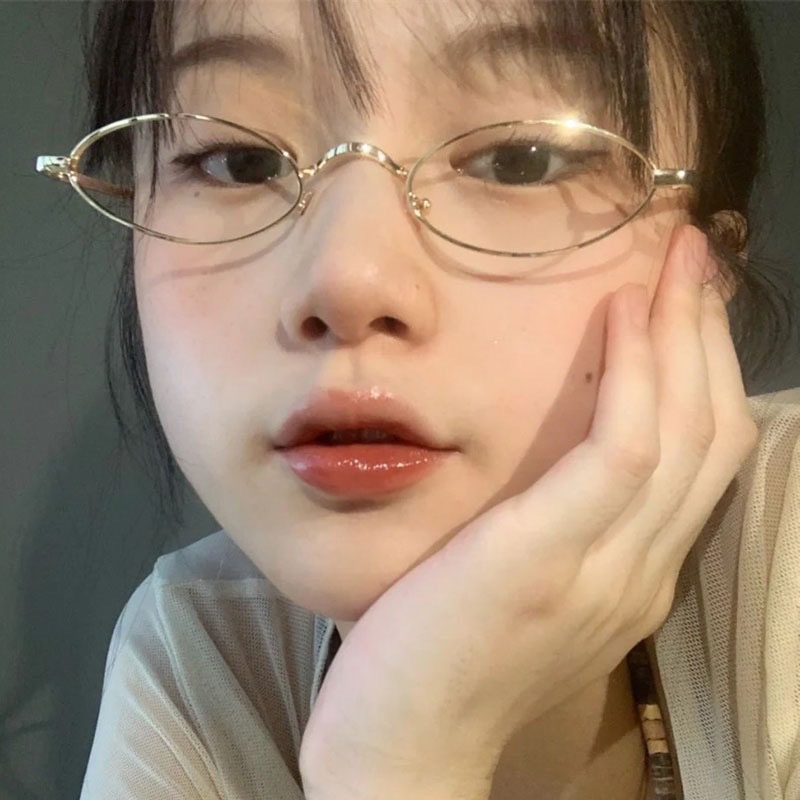 Mắt Kính Gọng Oval Kim Loại Phong Cách Retro Thời Trang Cho Nữ