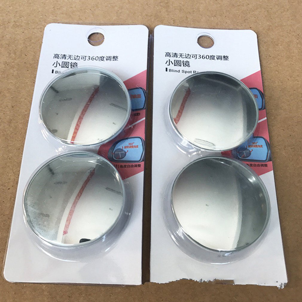 2Pcs Car Rearview Mirror Round Reflective Blind Spot Adjustable 360 Degree Borderless Auxiliary [Q/6]