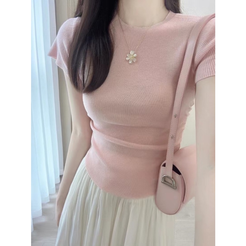 Set Áo Thun Ngắn Tay Và Chân Váy Màu Hồng Nhạt Thời Trang Mùa Hè Dành Cho Nữ