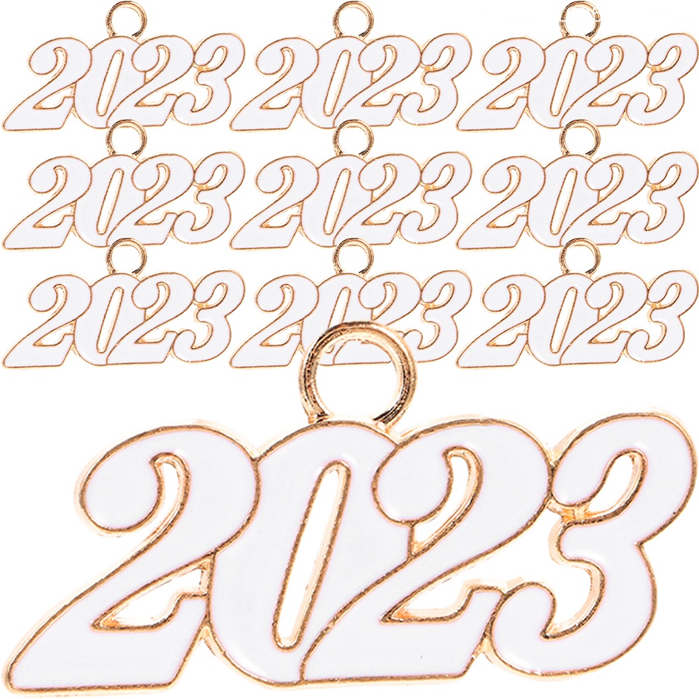 Set 10 Mặt Dây Chuyền Hình Số Năm Mới 2023 Làm Trang Sức Thủ Công